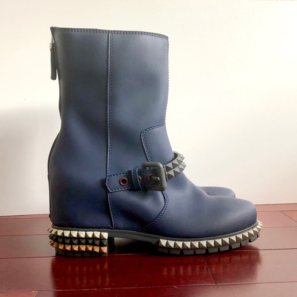 Fendi Joan Studded Moto Wedge Boot